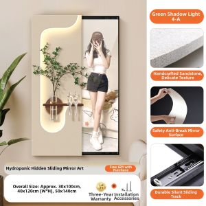 ARTPIONEER | Creamy Style Full Length Mirror with Water Plants LED Lighting Decorative