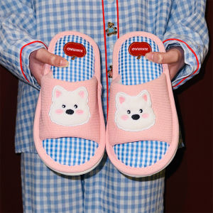 XIXITIAO | Light And Sweat Absorbing Slippers For AC Room Modern Style Casual Summer Student Use Cotton And Linen