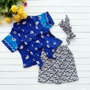Kebaya Kutubaru bayi dan anak jumputan katun batik (6bulan-4tahun) | Kebaya tedak Siten bayi anak perempuan | Setelan Kebaya Jumputan Anak