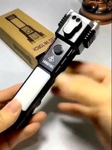 Flashlight Magnetic Super Bright LED Waterproof Outdoor Torchlight Portable Home/car Emergency Lamp Penlight With Window Breaker Magnetic Suction Screwdriver Safety Cutte