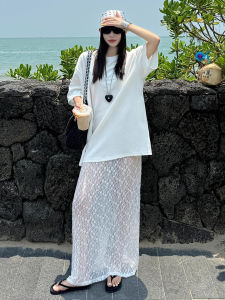 ZHENMANZI | New Lace Trimmed Round Collar Summer Design Loose Maxi Dress