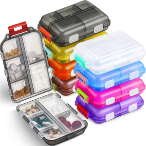 Pocket Portable Pill Storage Box 10 Compartments Travel Pill Organizer Case Daily Pill Container Organizer Dispenser Storage