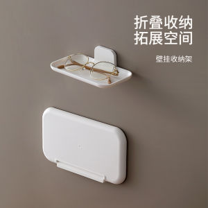 ชั้นวางของพับได้สำหรับโทรศัพท์มือถือในห้องน้ำ ชั้นวางของติดผนังแบบพับได้ ชั้นวางของสำหรับจัดระเบียบในห้องน้ำแบบไม่ต้องเจาะ