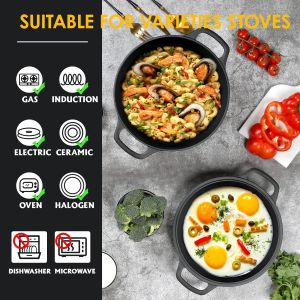 2 in 1 Iron Dutch Oven with Skillet Lid Multifunctional And Durable Suitable For Stewing Boiling Braising Roasting Frying Baking etc.[Vodool Home Mall]