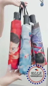 (ELLA SHOP) 3 folds NEZHA Automatic 16 Bones with UV Protection to sun and rain