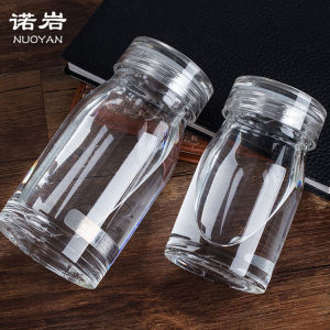 Nuoyan Glass Portable Crystal Transparent Mens and Womens Single Layer Thick Heat-Resistant Large Capacity with Lid Cup of Tea Water