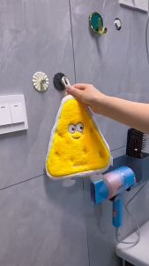 🇸🇬 Ready Stock Korean Cute Cartoon Hanging Hand Wiping Towel Kitchen Quick Drying 3 Layer Thickened Coral Velvet Towel