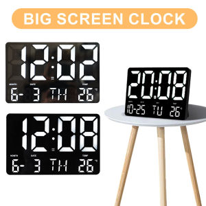 Digital Alarm Clock Electronic Wall Clock Temperature/Date Display Multifunctional Clock 4 Gear Dimmable for Home Office
