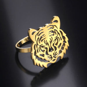 SKYRIM ไทเทเนียมแหวนดีไซน์หัวเสือแหวนเหล็กสแตนเลสสำหรับผู้ชายเครื่องประดับแฟชั่นสำหรับผู้หญิง