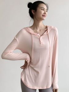Hooded Casual Style Sun Protection Long Sleeve T-Shirt Yoga Fitness Training Sportswear Quick Dry Breathable Womens Clothing