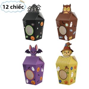 12 Hộp Kẹo Halloween Hình Nhện Cú Dơi Bù Nhìn Hộp Đựng Kẹo Bằng Giấy Bìa Có Thể Gấp Gọn Quà Tặng Tiệc Tùng Cho Hoạt Động Trò Chơi Đánh Nhau Kẹo
