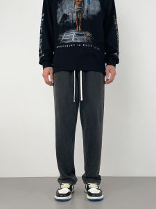 Quần Ống Đứng Thon Gọn Cảm Giác Rủ Xuống Xuân Hè Quần Jogger Màu Đen Màu Xám Rộng Rãi Thường Ngày Màu Xám Cổ Điển Đường Phố Phong Cách Mỹ Mẫu Nam Quần Thể Thao