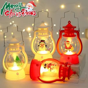 Christmas Lantern LED Stanta Claus Snowman Xmas Tree Decor Night Lights for Home Portable Oil Lamp New Year Festival Ornaments