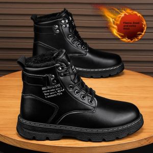 Winter Warm Mid-Calf Chelsea Boots Black Leather Shoes
