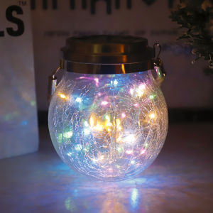 Waterproof Solar Powered Decorative Light Modern Style Glass Crack Bottle Lamp for Villa Courtyard Garden Patio Outdoor Use