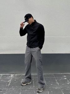Advanced Pure Color Outdoor Casual Pants Mens Straight Leggings Slimming Long Trousers Knife Edge Comfortable Polyester Fiber
