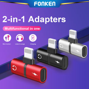 FONKEN 2 In 1 Charging Splitter Adapter Headphone For IPhone 11 12 Pro X XS Adaptador Charging USB Type C Adapter Audio Charger Cable