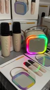 【🔥SG SELLER🔥】RICHMENTGADGET Mini Karaoke Machine for Adults and Kids Portable Bluetooth Speaker with 2 Wireless Microphone Led Lights Karaoke Gifts for Girls Boys Birthday Home Party Music Party Karaoke Speaker for Home Outdoor Party