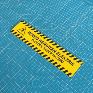 Electric Shock Hazard. Risiko Renjatan Elektrik. 触电危险. Sticker Sign Label Signage. High Voltage Danger Caution Warning