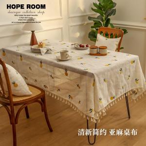 Vải Trải Bàn Tròn Phong Cách Nhật Bản Thêu Hoa Họa Tiết Nông Trại Tươi Mới Vải Trải Bàn Trà Hình Chữ Nhật Dùng Trong Gia Đình