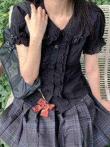 Áo Sơ Mi Nữ Mùa Hè Tay Bồng Cổ Búp Bê Màu Trơn Phong Cách Hàn Quốc Thường Ngày Dài Tay Cổ Bẻ Nút Thoáng Khí