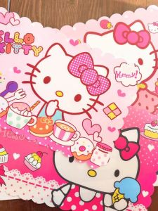 Cute Kitty Cartoon PVC Dining Mat Waterproof Oil Resistant Heat Insulating Kitchen Mat Rectangular Plastic Table Mat for Kids