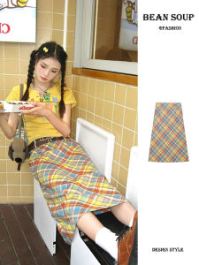 Váy Kẻ Caro Cạp Cao Màu Sắc Mùa Hè Cho Nữ Váy Midi Chữ a Cạp Cao Cỡ Lớn Cho Nữ Váy Công Sở Phong Cách Hàn Quốc