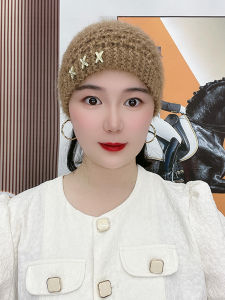 New Style Squirrel Fur Knitted Woolen Hat Womens Ear Protection Warm Band Hat Autumn Winter Fashionable Head Cover
