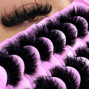7 Pairs 3D Faux Mink False Eyelashes Natural Messy Eyelash Crisscross Dramatic Long Wispy Fluffy Lashes Extension Big Eye Makeup