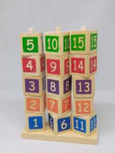 Mainan Edukasi Kayu Menara Angka- Alat Peraga Angka 1-15 berSNI