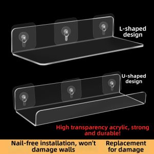 YOUKAMAN | Transparent Drill-Free Bathroom Shelf