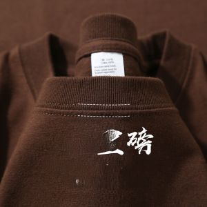 Dark Brown Cotton 300G Heavy Weight Pure Cotton Long Sleeves Mens Spring and Autumn Small Neckline Loose Bottoming Shirt T-Shirt Women