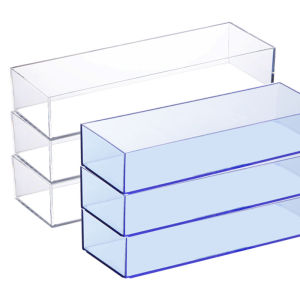 Acrylic Storage Box Organizer Transparent Desktop Storage Box for Pencils Stationery Miscellaneous Items Long Rectangle Shape
