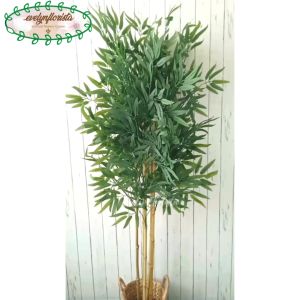 Pohon Daun Bambu Hijau Latex Artificial Pot Dasar Cover Pot Eceng Gondok Handle Hiasan Sudut Ruang
