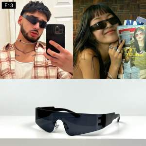[F13] แว่นกันแดดไร้กรอบ ทรงโค้งเข้ารูปหน้า แว่นสายฝอ เลนส์ UV400