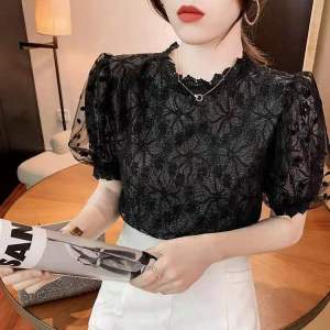 Puff Sleeves Blouse for Women New Style Korean Lace Shirt
