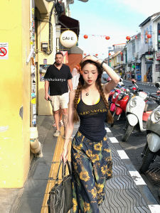 Beach Vacation Knitted Strap Vest Womens Spring Summer Bikini Outer Top Backless Street Style Short Length Polyester Cotton Blend