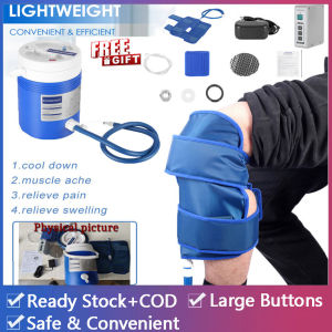 【High Quality+ COD】Cold Therapy Machine System with Large Knee Pad Adjustable Ergonomic Wrap Pad and Cooler Pump Quiet Lightweight and Effective Cryotherapy Freeze Kit Pump