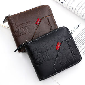 Dompet Pria Keren Bahan Kulit PU MenBense Motif Elegan Jahitan Rapi Model Baru Dengan Resleting