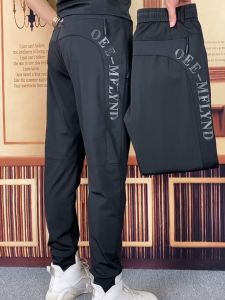 9938 Summer Thin Men Black Casual Pants Handsome Quality Fashionable All-Matching Comfort Trend Silm Track Sweatpants