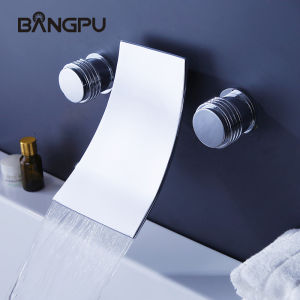 BANGPU | Waterfall In-Wall Dual-Handle Solid Copper Faucet for Cold and Hot Water