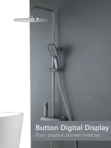 [German Quality]xcheng Original Shower Set 4 in 1 Hot and Cold Adjustment High Quality Stainless Steel Rain Shower Steel Hot and Cold Shower Set Bathroom  Shower Stainless Steel  Shower set