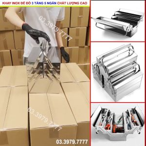 Thùng đồ nghề inox 3 tầng 5 ngăn Chất liệu cao cấp Inox 201 Cao cấp