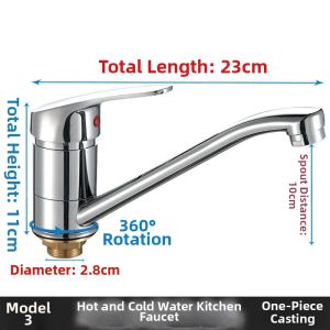 Hot & Cold Long Nozzle Rotatable Universal Single Hole Faucet