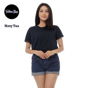Kaos Polos Wanita Oneck Lengan Pendek Bahan Katun Combed 30s Warna Navy Tua