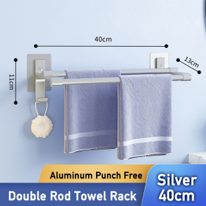 Non-drilling Towel Rack Double Layer Self Adhesive Bathroom Shower Bath Room Toilet Towel Holder Two Bars Hand Towel Holder Rail