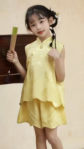 +LITTLE MUSHROOMS+ KIDS CHILDREN GIRL CHINESE NEW YEAR TRADITIONAL ETHNIC FESTIVE COSTUME SUIT SET OUTFIT SHORTS PANTS DRESS QIPAO CHEONGSAM HANFU CNY RACIAL HARMONY 2025 NEW |