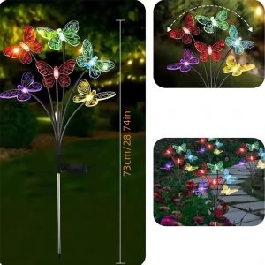 1PC 6-head LED Solar Butterfly Lights Outdoor 2 Modes Decoration LightsGround Plug Light For GardenLawnCourtyardLandscape