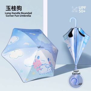 Round Corner Safety Rain and Sun Umbrella for Children Black Coating