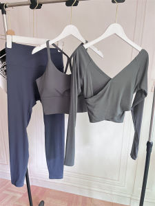 Womens Sportswear Yoga Fitness Suit Long Sleeve Hooded Sweat Absorbent Elastic Green Grey System Breathable Quick Dry V-neck